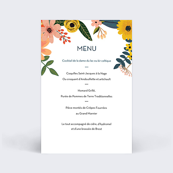 Menu mariage Bouquet Printanier