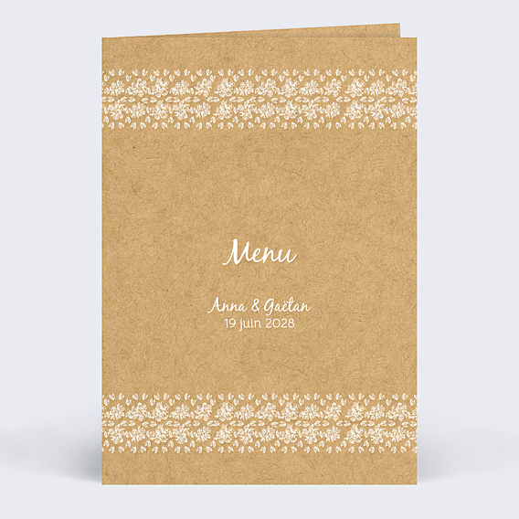 Menu mariage Jolie Dentelle