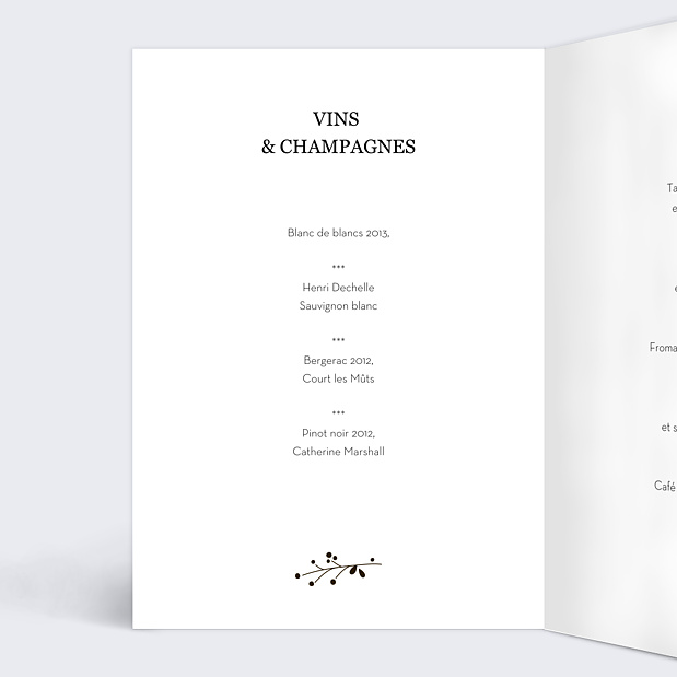Menu Mariage Bois Intérieur Gauche