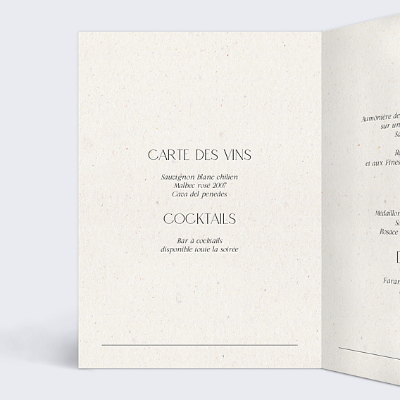 Menu Mariage Notre essentiel