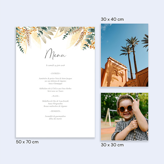 Menu Mariage Poster Bohemia