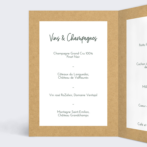 Menu mariage Bucolique Intérieur Gauche