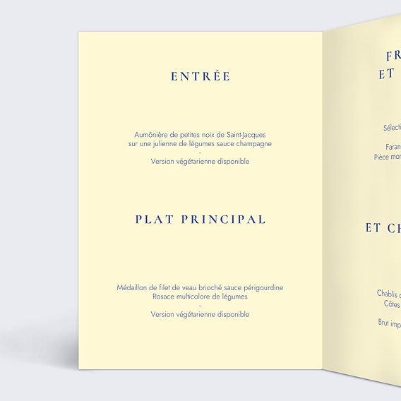 Menu Mariage Riviera