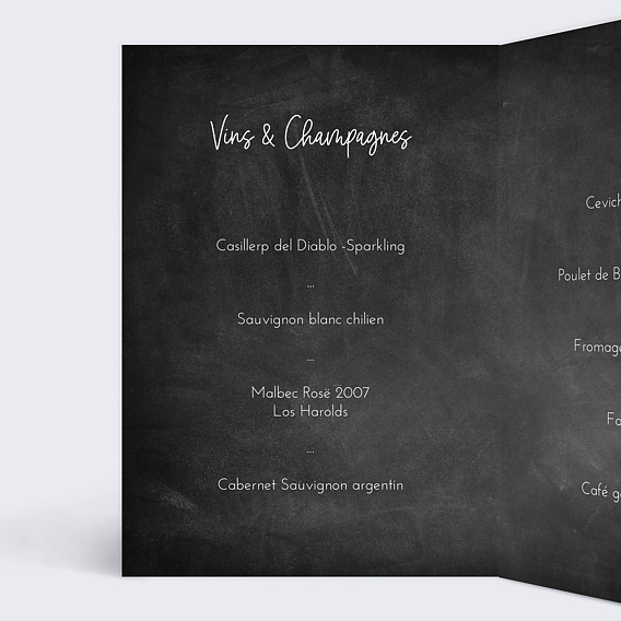 Menu mariage Jolie Craie Intérieur Gauche