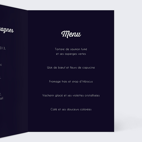 Menu mariage Flowers Intérieur Droit