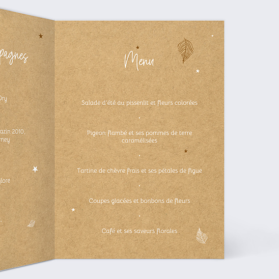 Menu Mariage Tourbillon d'Étoiles Kraft
