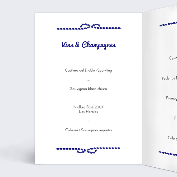 Menu Mariage Mer