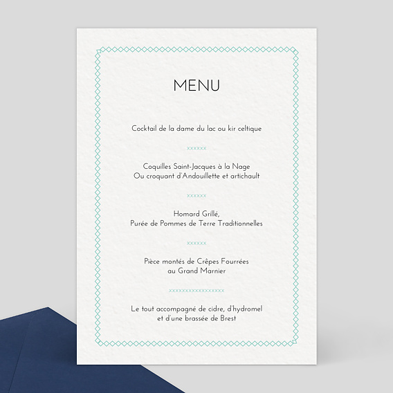 Menu mariage Liseré Verso