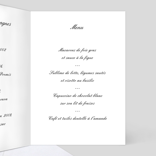 Menu de Mariage Classique Multiphotos Intérieur Droit