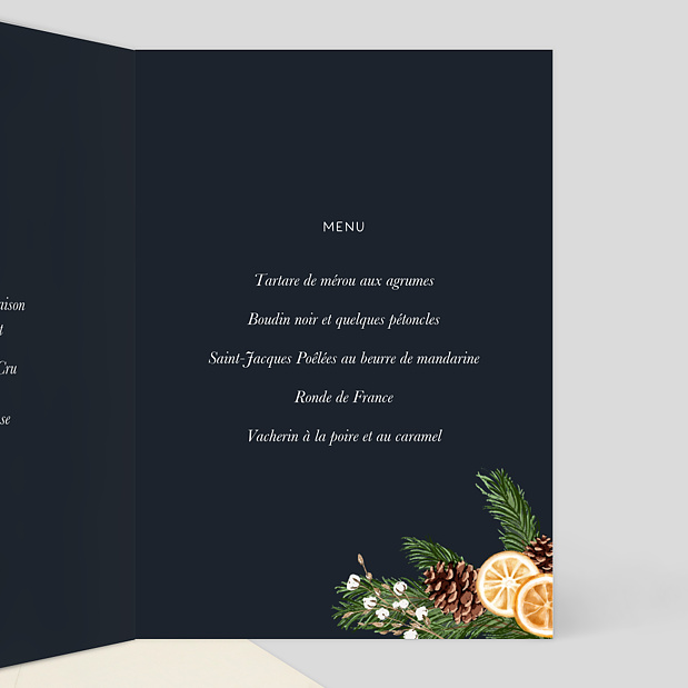 Menu Mariage Essence d'hiver Intérieur Droit