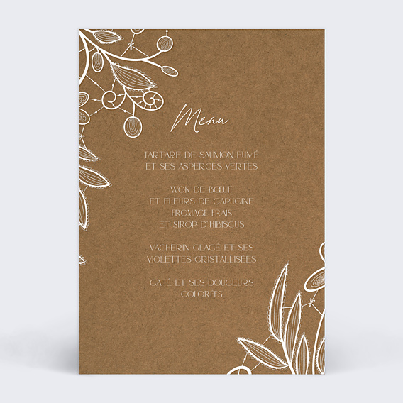 Menu Mariage Dentelle Kraft II