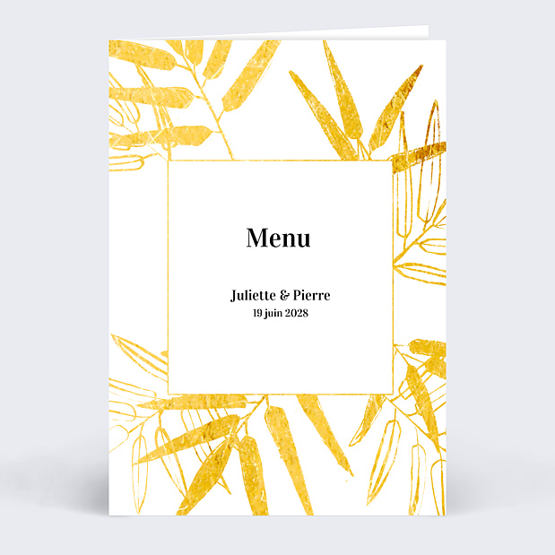 Menu de Mariage Feuilles d'Or Recto
