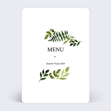 Menu Mariage Aquarelle Botanique