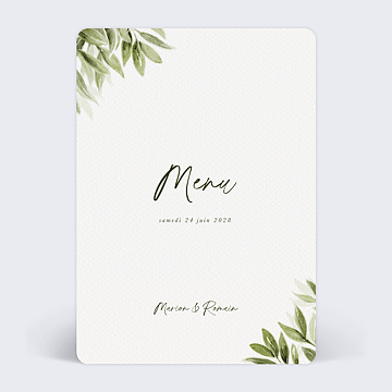 10 Invitations avec enveloppe Eucalyptus, menu mariage - Badaboum