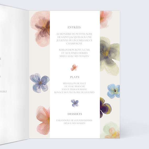 Menu mariage Profusion aqurelle Intérieur Droit