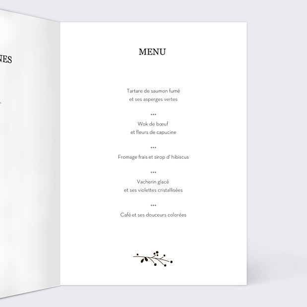 Menu Mariage Bois Intérieur Droit
