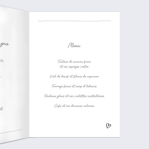 Menu mariage Message Humoristique Menu Intérieur Droit