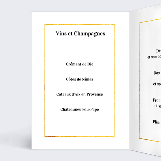 Menu Mariage Feuilles d'Or