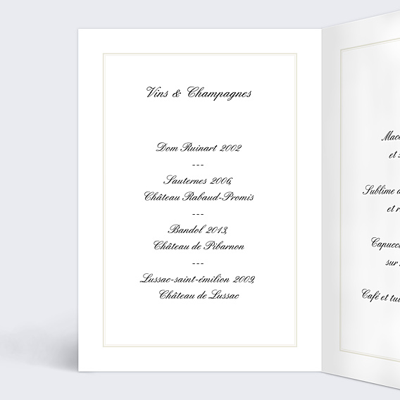 Menu Mariage Classique Cadre Multiphotos