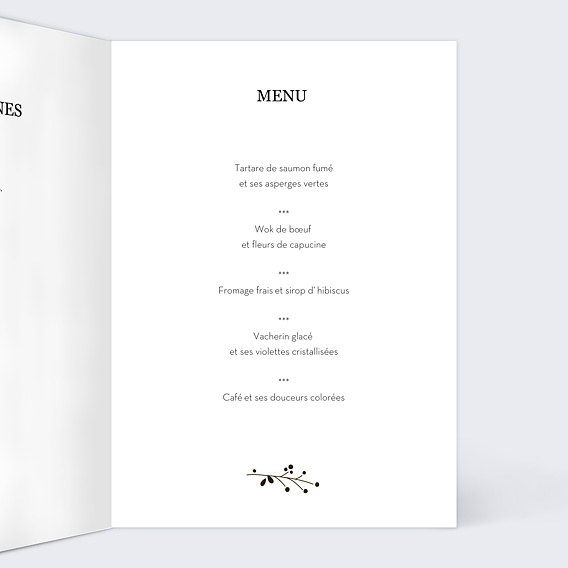 Menu mariage Bois Intérieur Droit