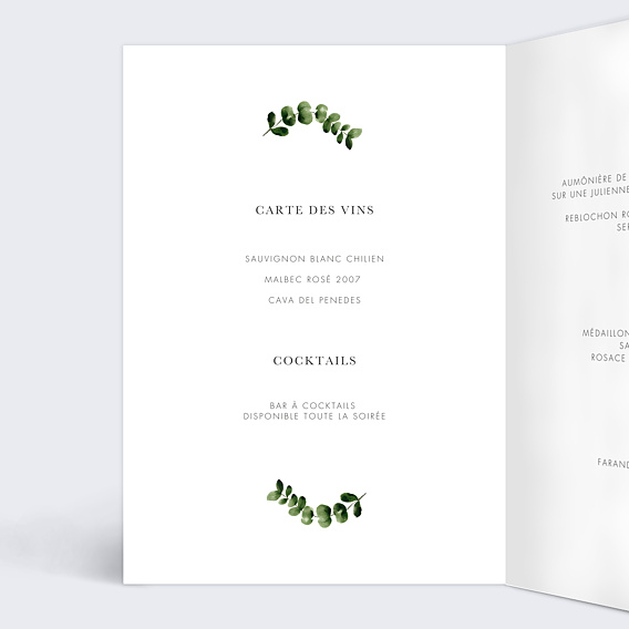 Menu mariage Tournesol Intérieur Gauche