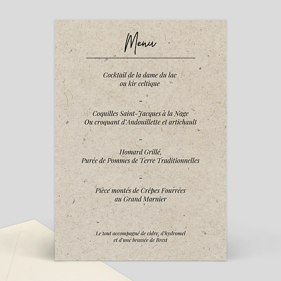 Menu mariage Esprit chiné Verso