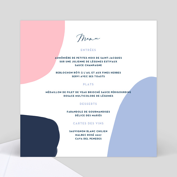 Menu de Mariage Oh Boy! Verso
