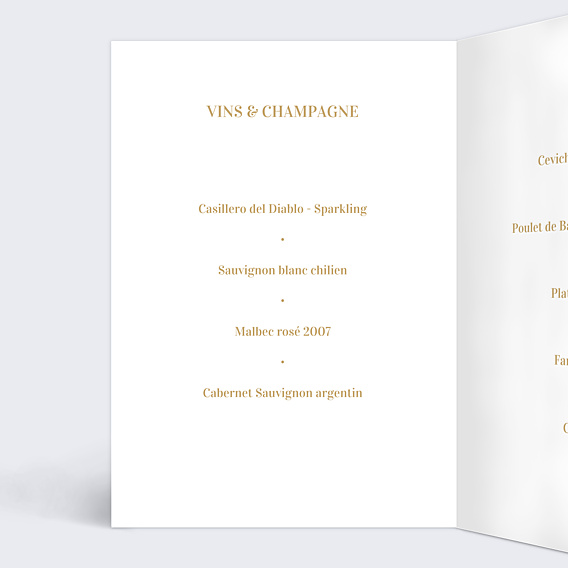 Menu Mariage Manuscrit Ocre