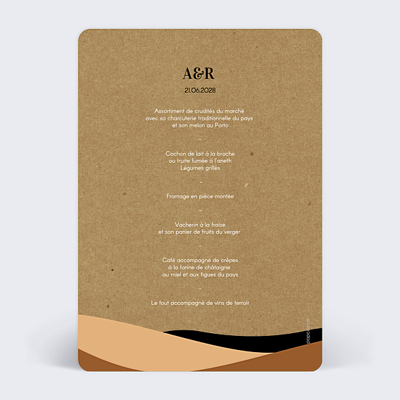 Menu Mariage Art Kraft