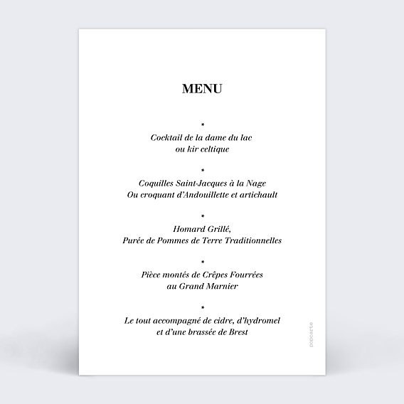 Menu Mariage Coeur Bucolique