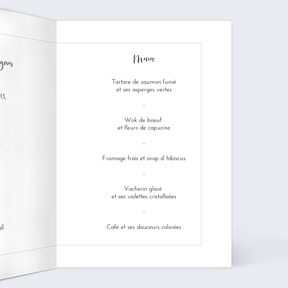 Menu mariage Couronne Eucalyptus Intérieur Droit