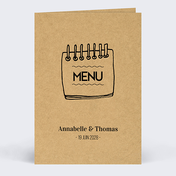 Menu mariage Petit Carnet