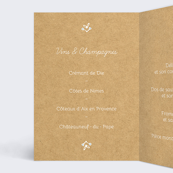 Menu mariage Timeline Dentelle Intérieur Gauche