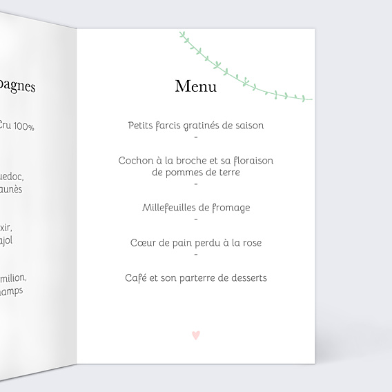 Menu Mariage Promenade Champêtre