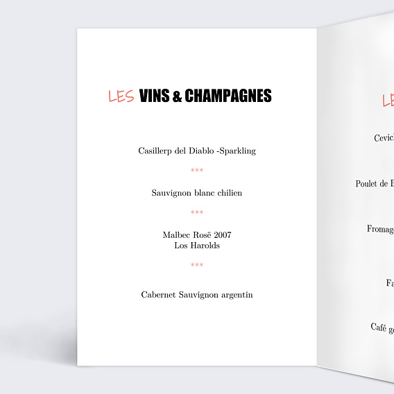 Menu mariage Affiche de Film Intérieur Gauche