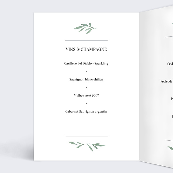 Menu mariage Couronne de Laurier Intérieur Gauche