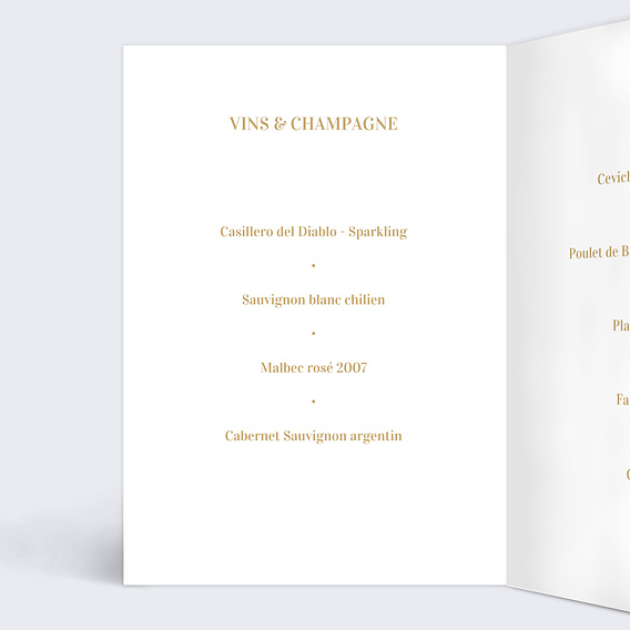 Menu mariage Manuscrit Ocre Intérieur Gauche