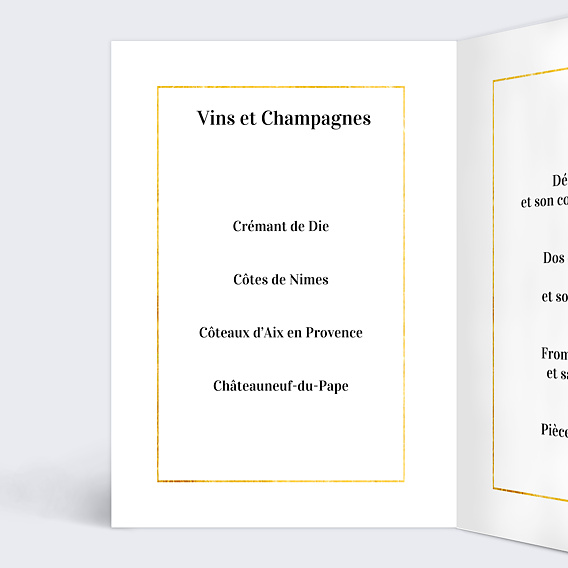 Menu mariage Feuilles d'Or Intérieur Gauche