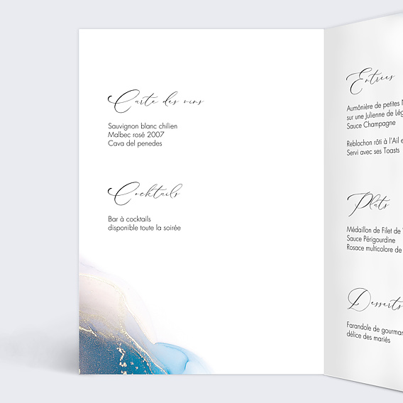 Menu mariage Opaline Intérieur Gauche