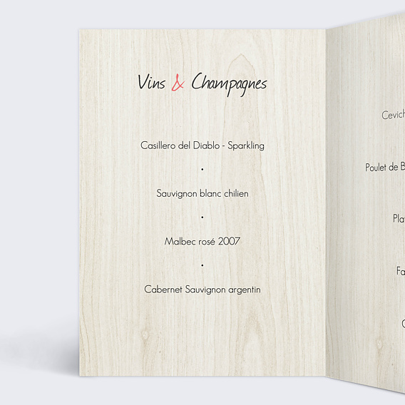 Menu mariage Photomaton Intérieur Gauche