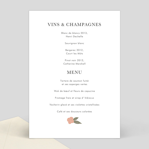 Menu Mariage Céramique Verso