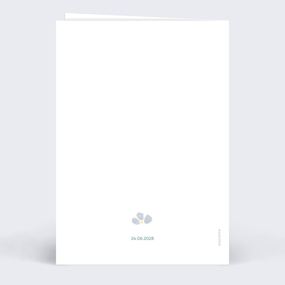 Menu mariage Petites fleurs bleues Verso