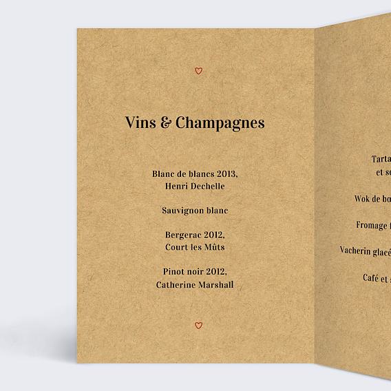 Menu mariage Timeline Intérieur Gauche