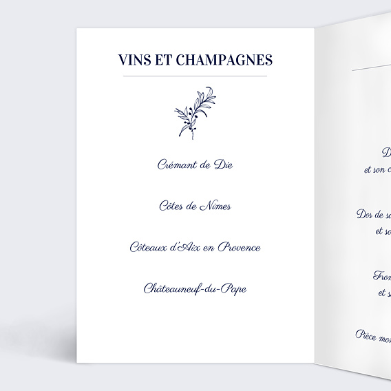 Menu mariage Jolie Lavande Intérieur Gauche