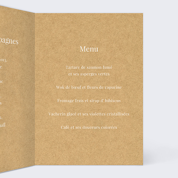 Menu Mariage Lauriers
