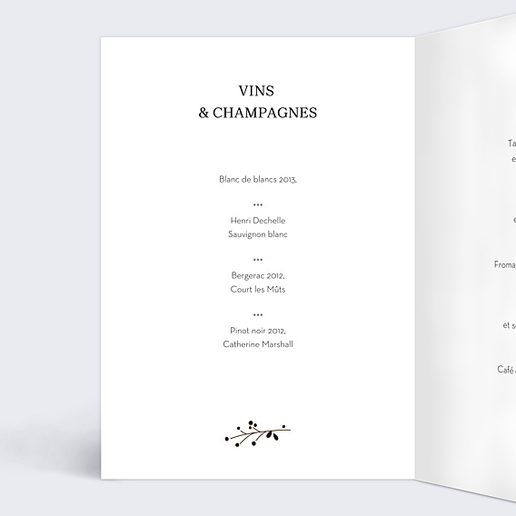 Menu Mariage Bois