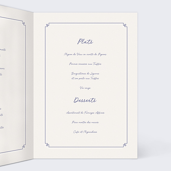 Menu Mariage Hirondelle d'Amour