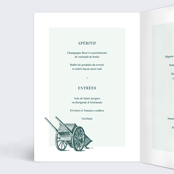 Menu mariage Badinage Intérieur Gauche