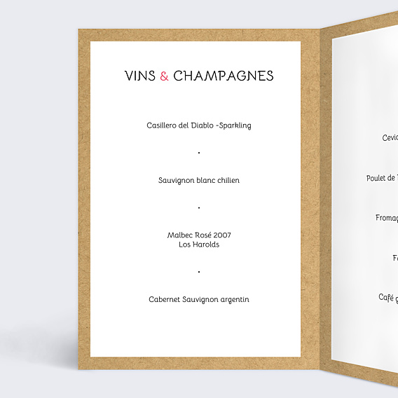 Menu Mariage Lune de Miel