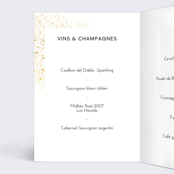 Menu mariage Poudre Ocre Intérieur Gauche